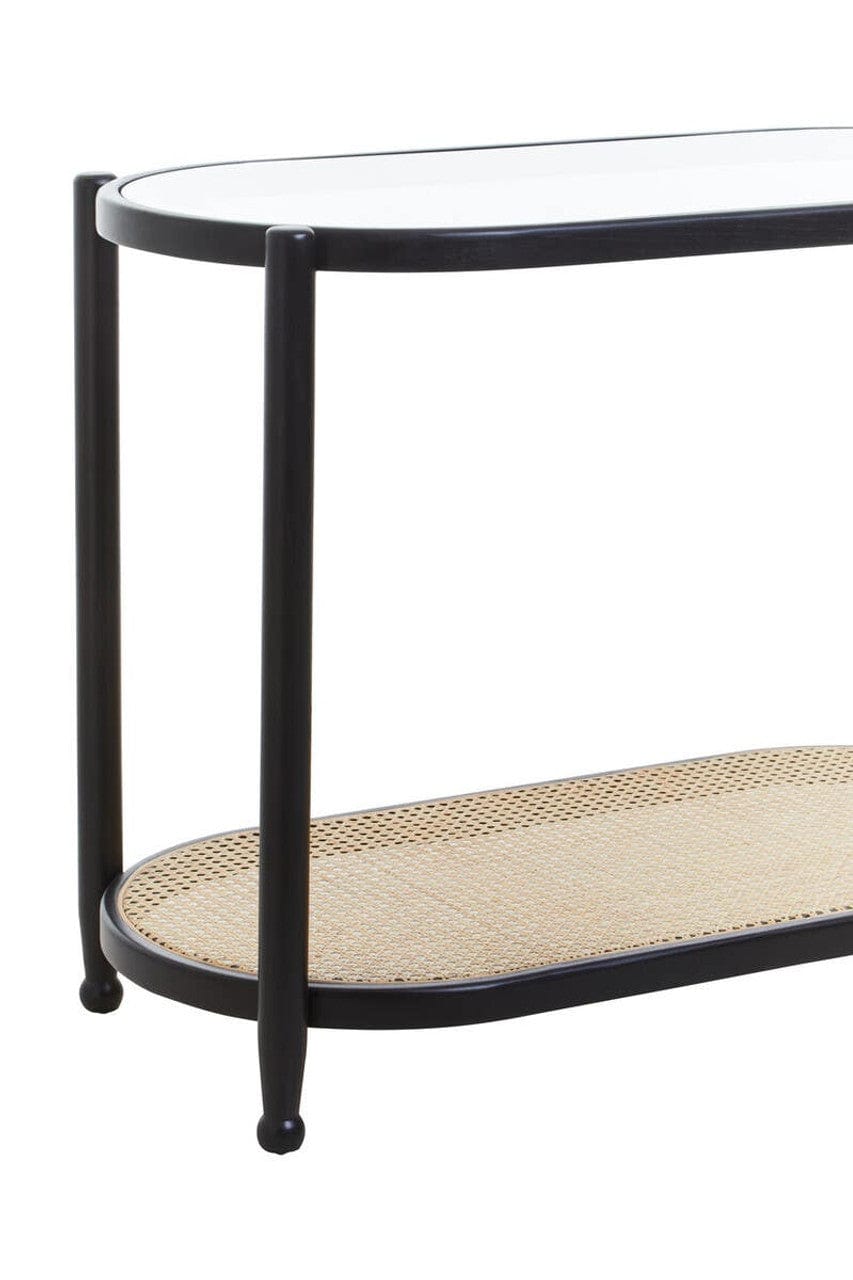 Noosa & Co. Living Cebu Rattan and Glass 2 Tier Console Table House of Isabella UK