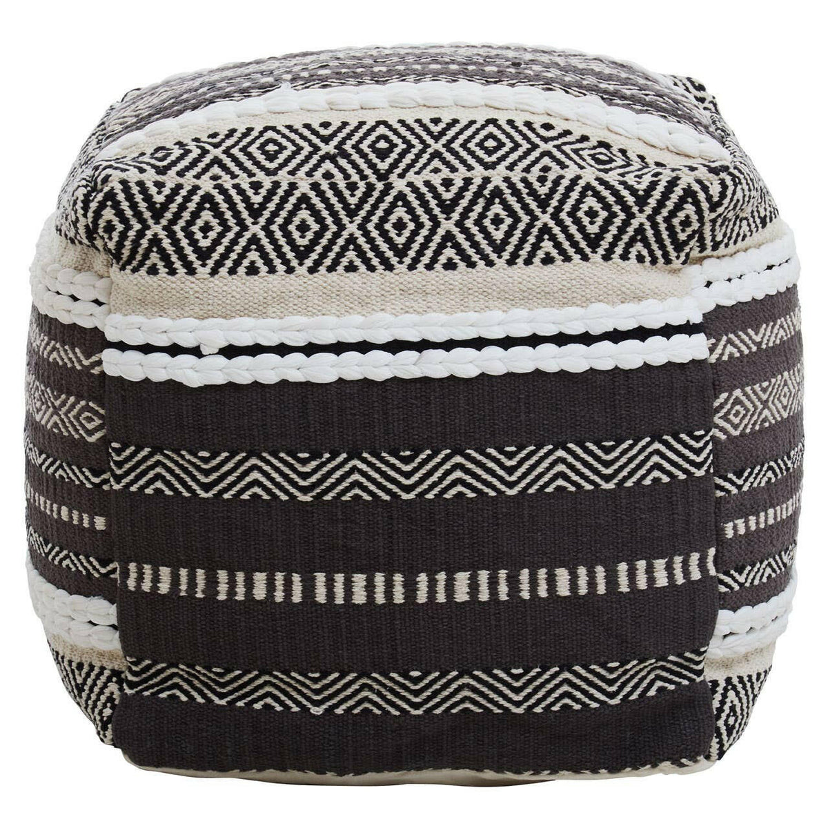 Cefena Grey And White Pouffe.
