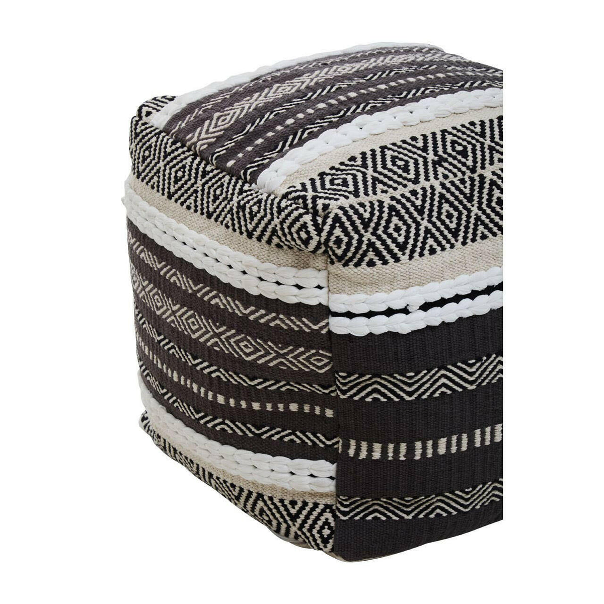 Cefena Grey And White Pouffe.