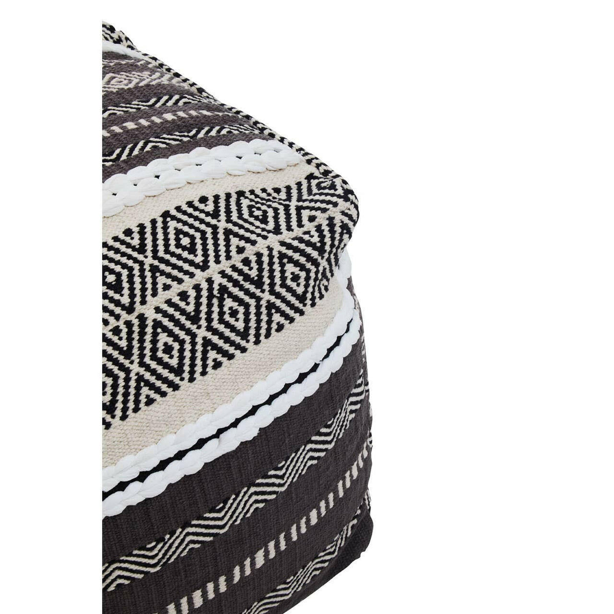 Cefena Grey And White Pouffe.