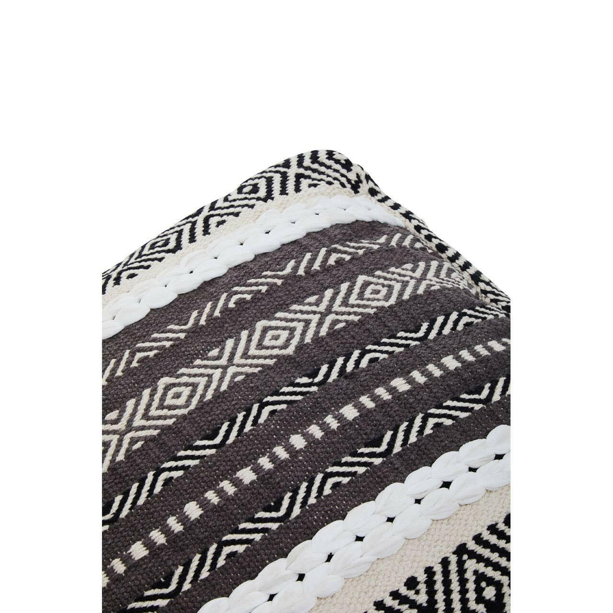 Cefena Grey And White Pouffe.