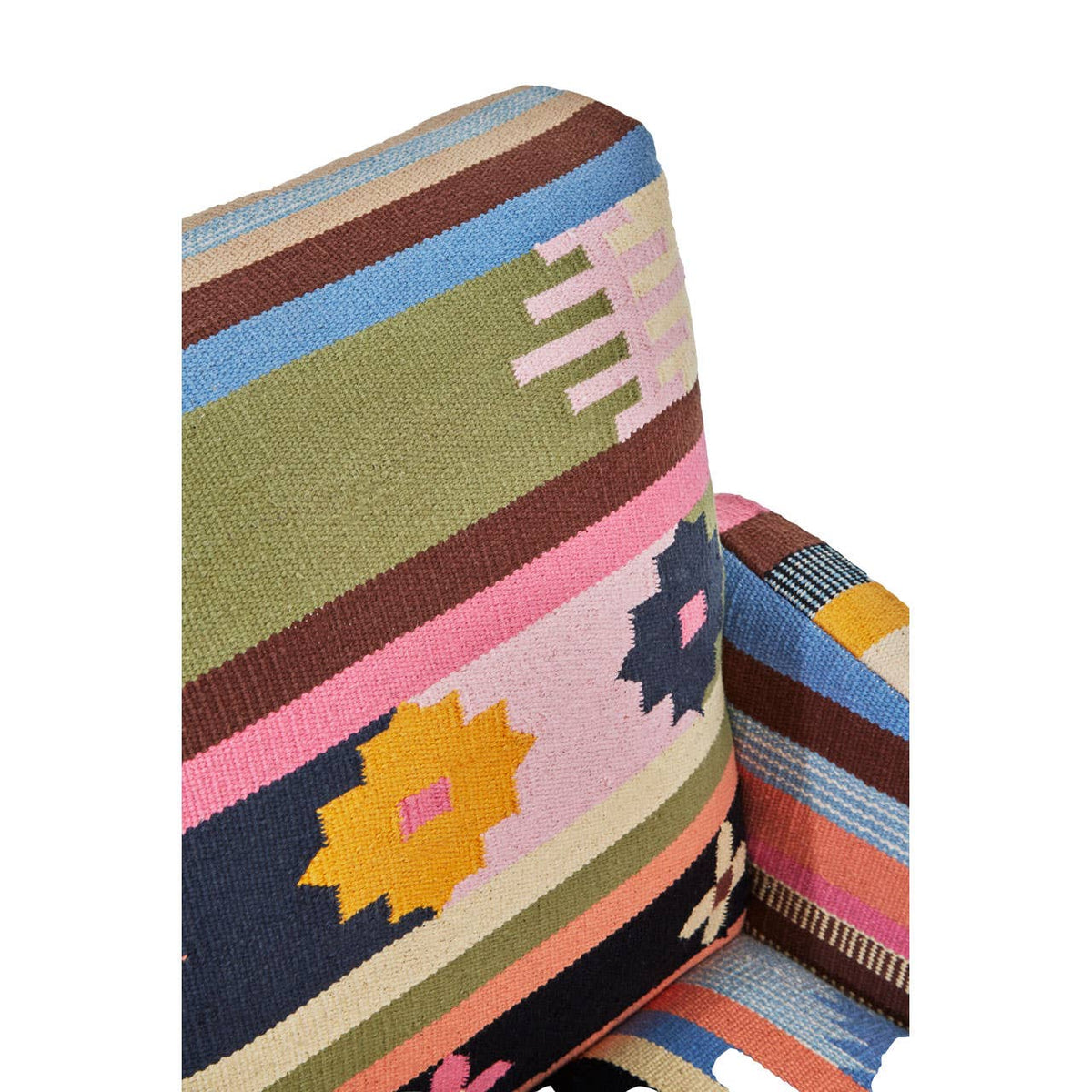 Cefena Multi-Coloured Fabric Chair With Mango Wood Legs.