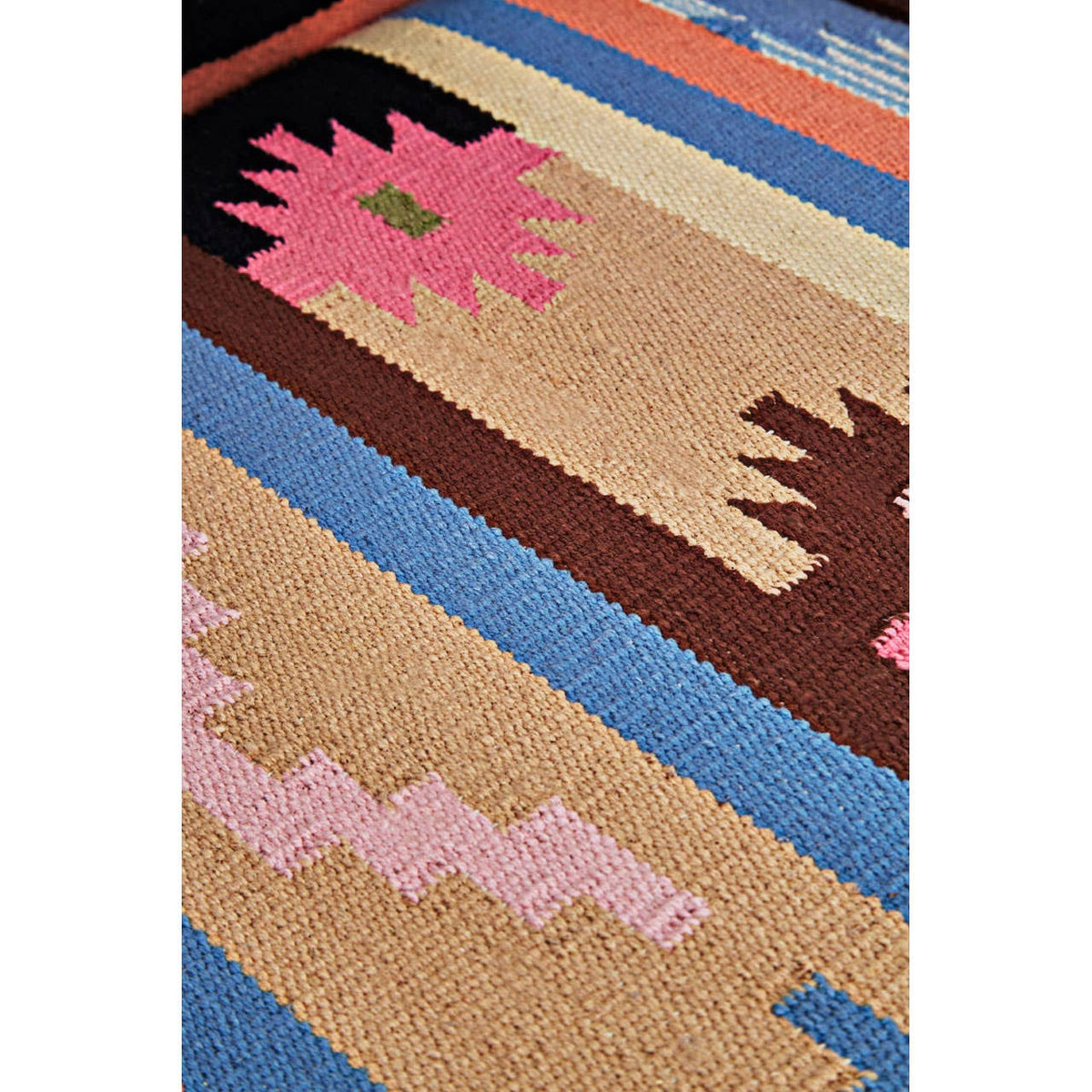 Cefena Multi-Coloured Fabric Chair With Mango Wood Legs.