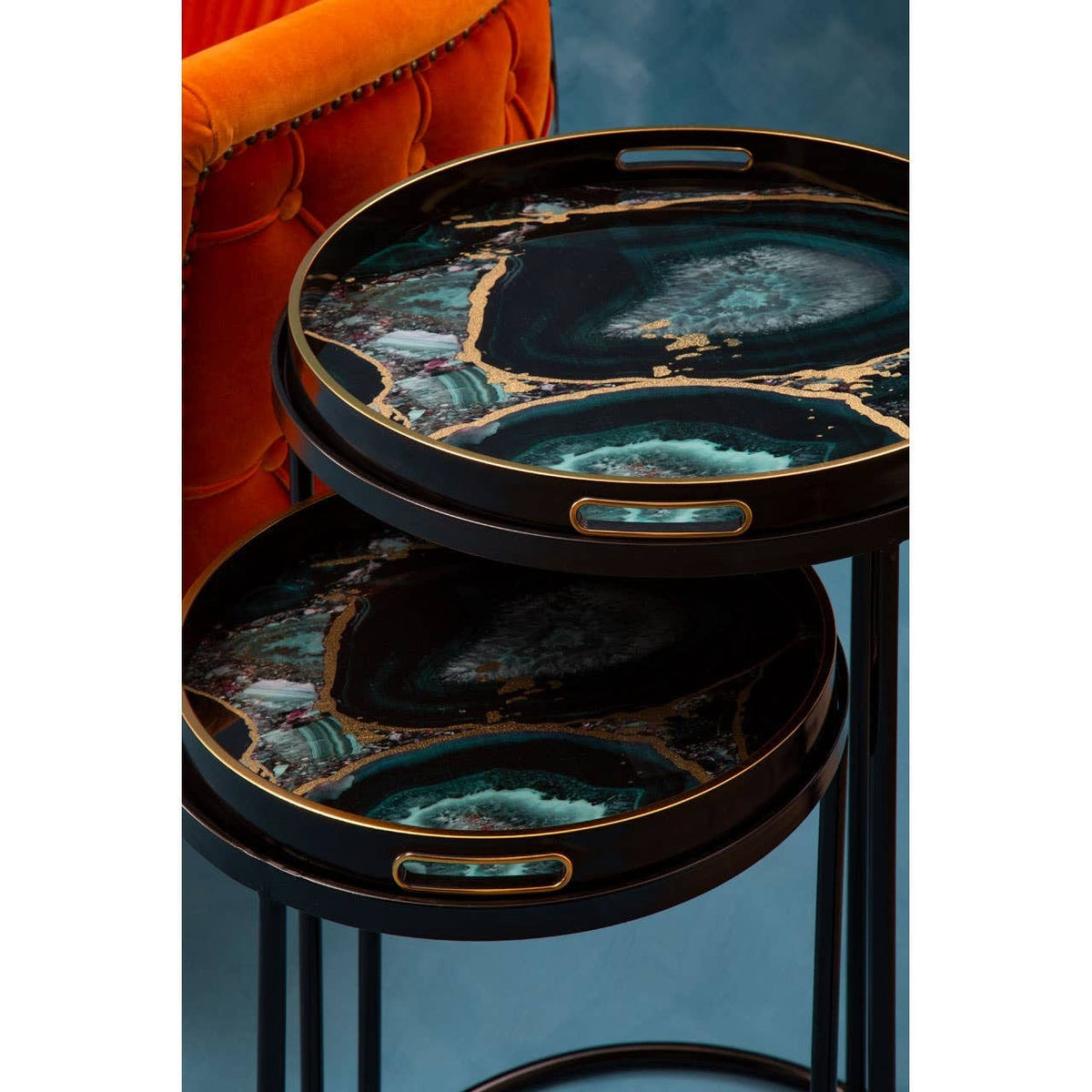 Noosa & Co. Living Celina Set Of 2 Nesting Tables with Agate Effect House of Isabella UK