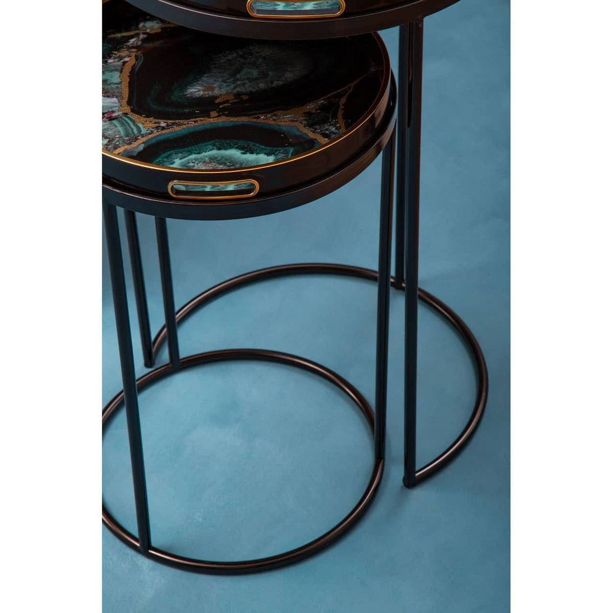 Noosa & Co. Living Celina Set Of 2 Nesting Tables with Agate Effect House of Isabella UK