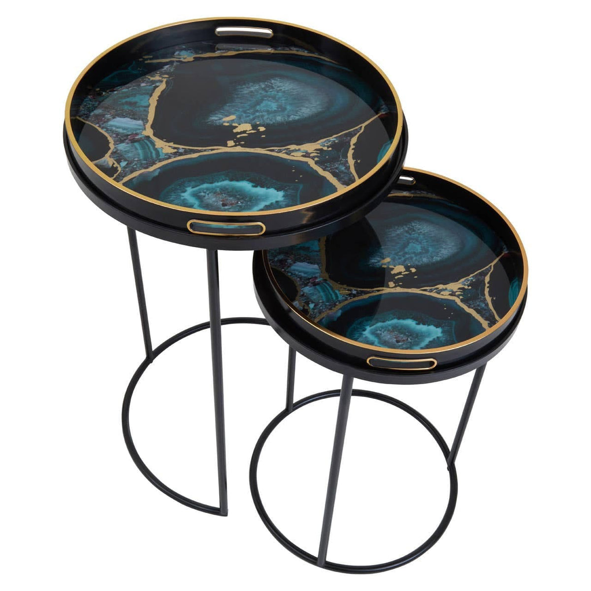 Noosa & Co. Living Celina Set Of 2 Nesting Tables with Agate Effect House of Isabella UK