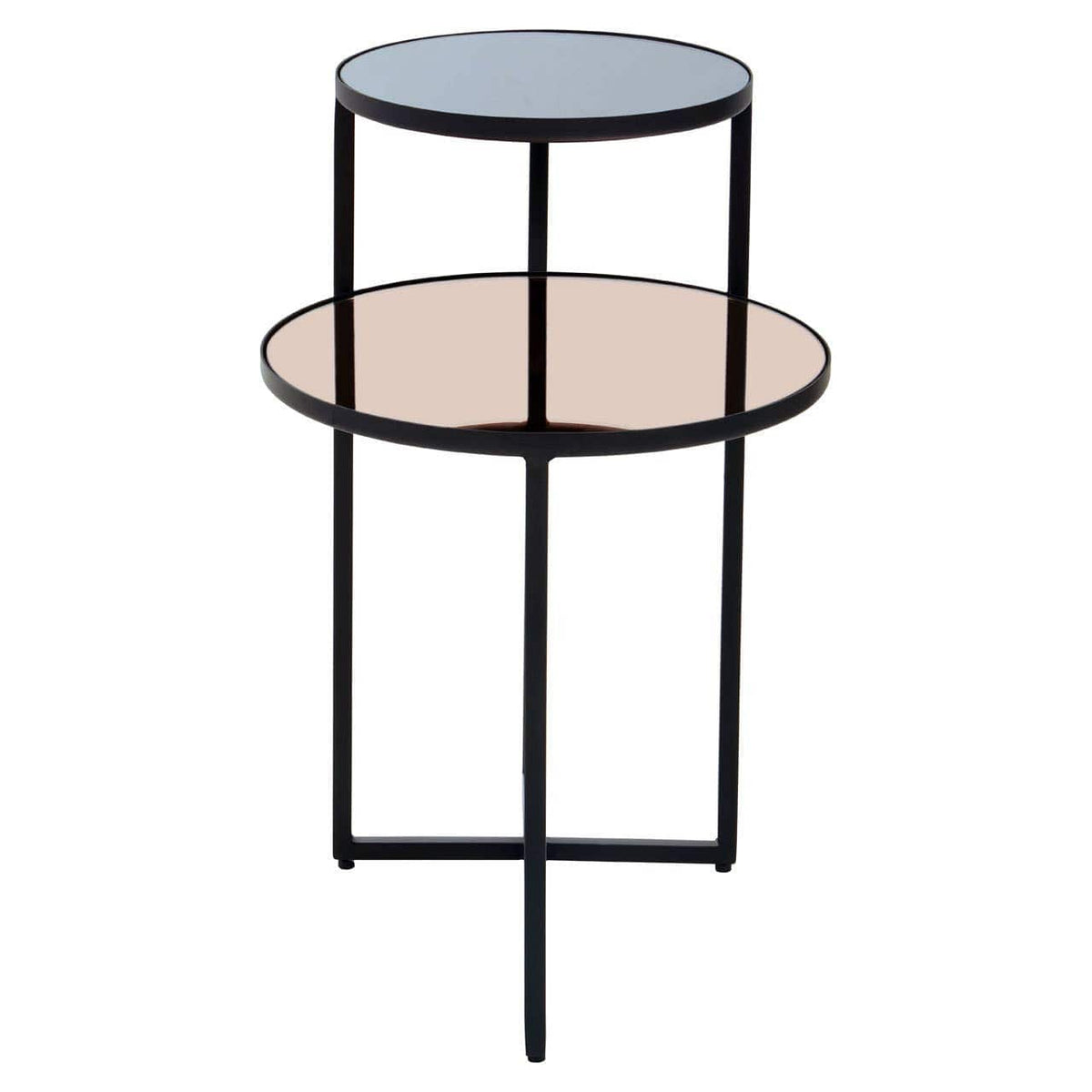 Noosa & Co. Living Cercle Smoked Mirror 2 Tier Side Table House of Isabella UK