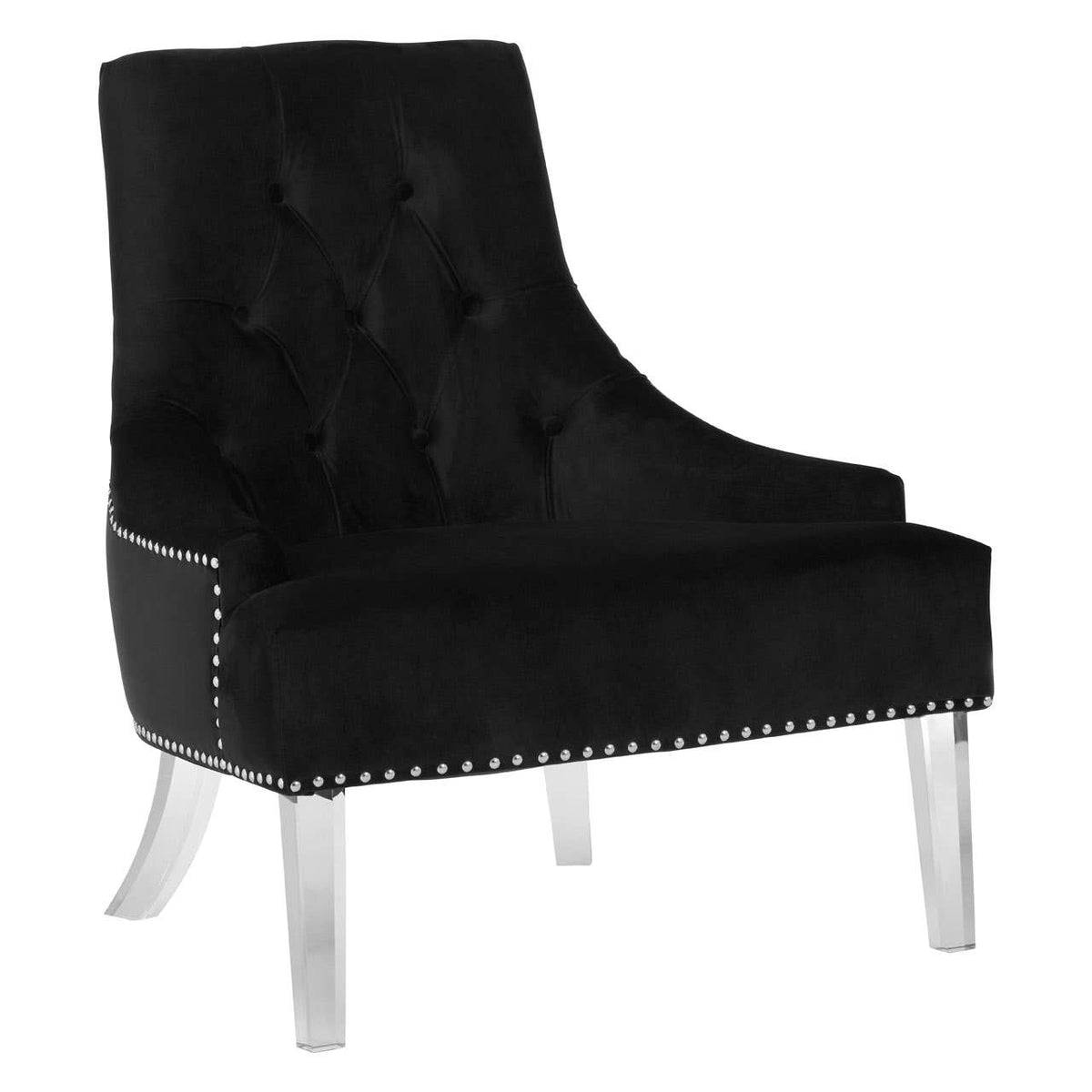 Clarence Button Tufted Black Chair.