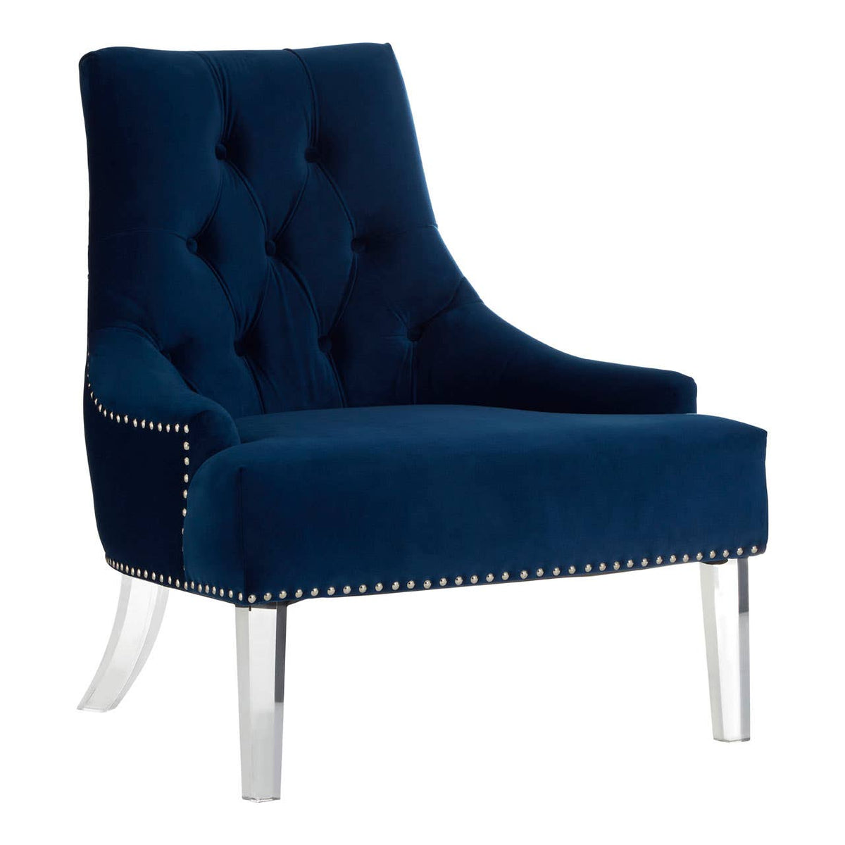 Clarence Button Tufted Blue Chair.