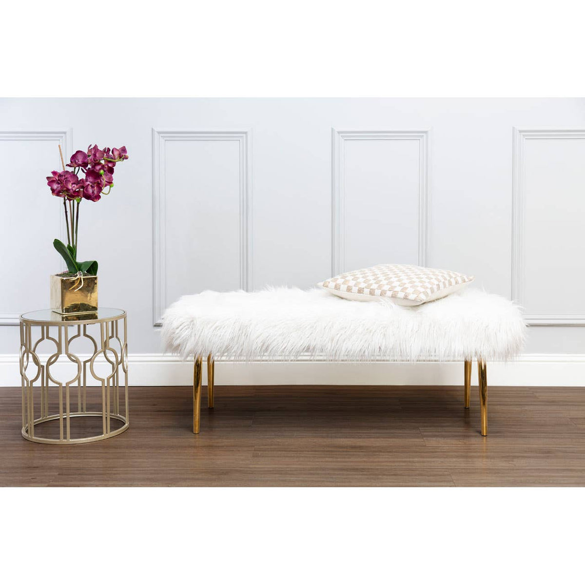 Clarence Natural Fur Effect Bench.