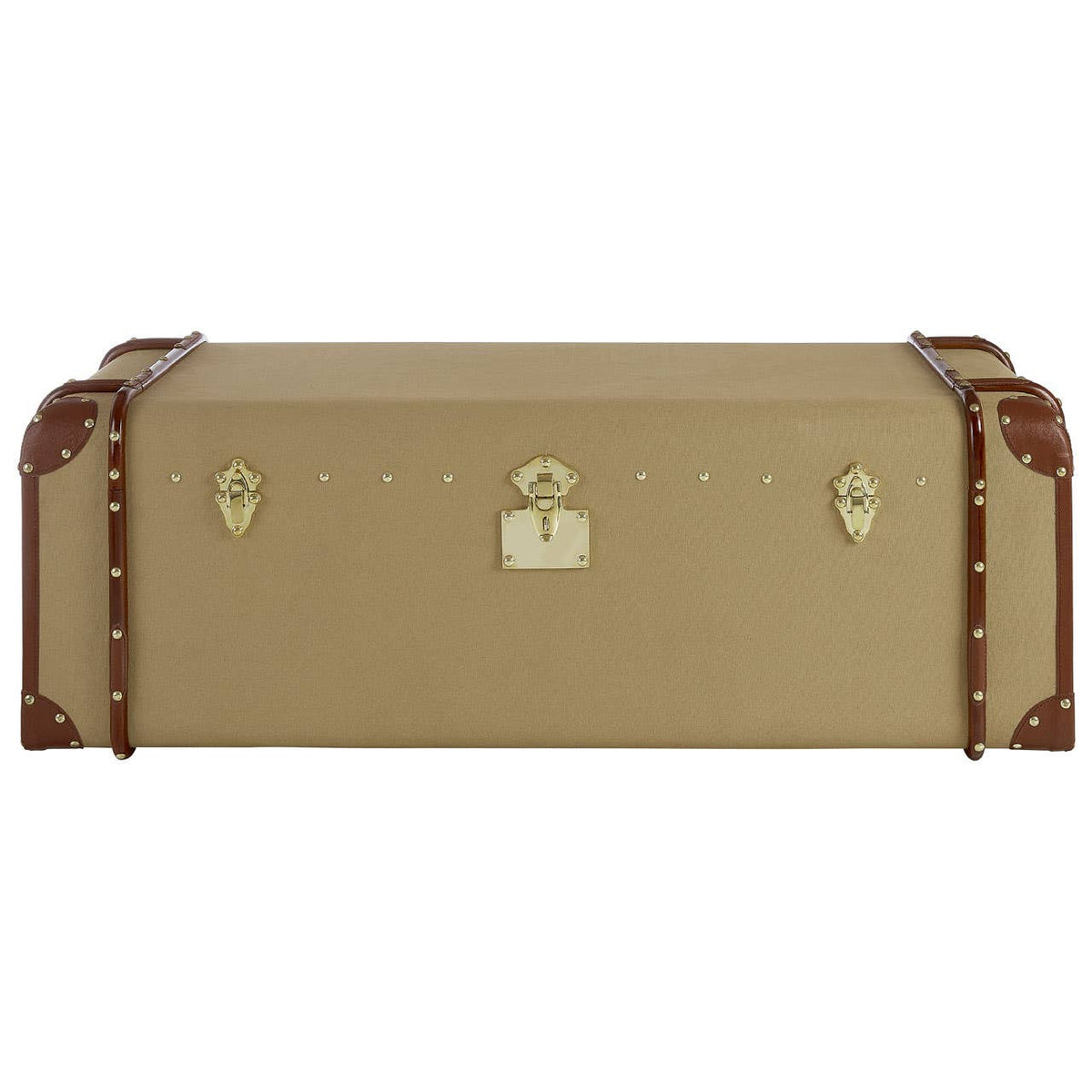 Columbus Leather Trim Canvas Coffee Table.