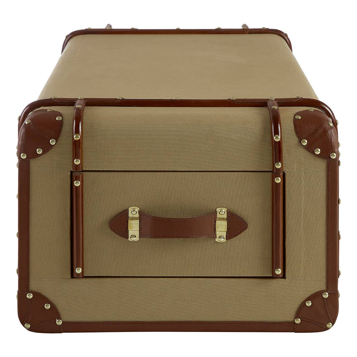 Columbus Leather Trim Canvas Coffee Table.