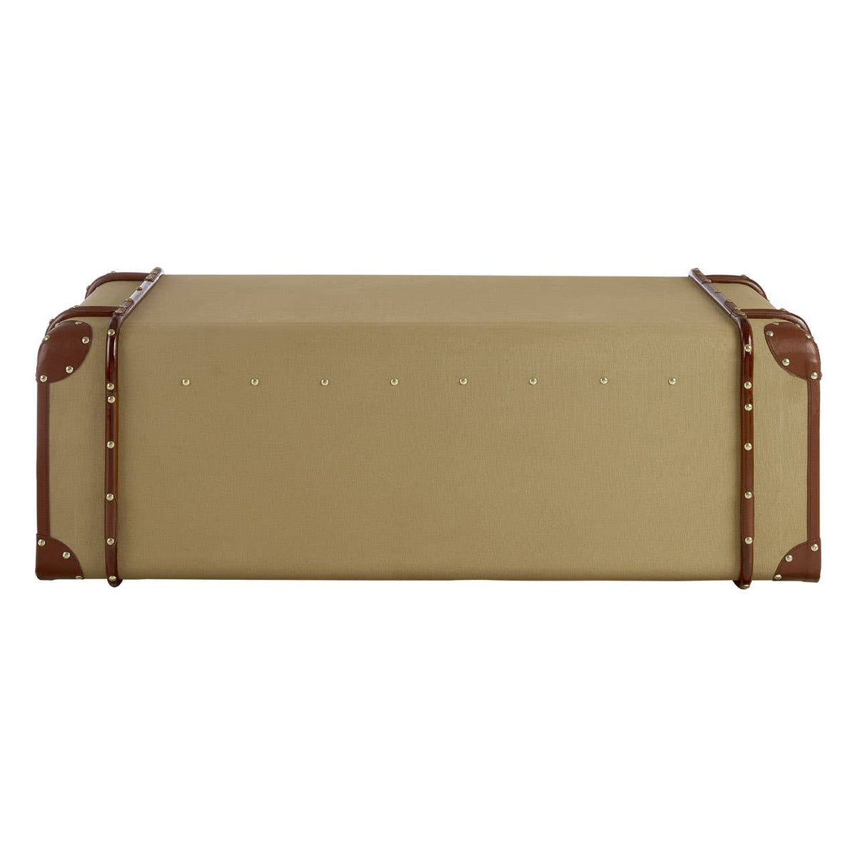 Columbus Leather Trim Canvas Coffee Table.