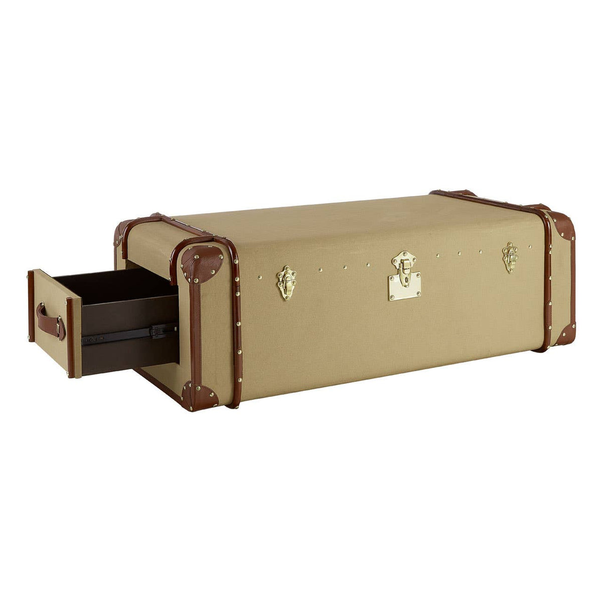 Columbus Leather Trim Canvas Coffee Table.