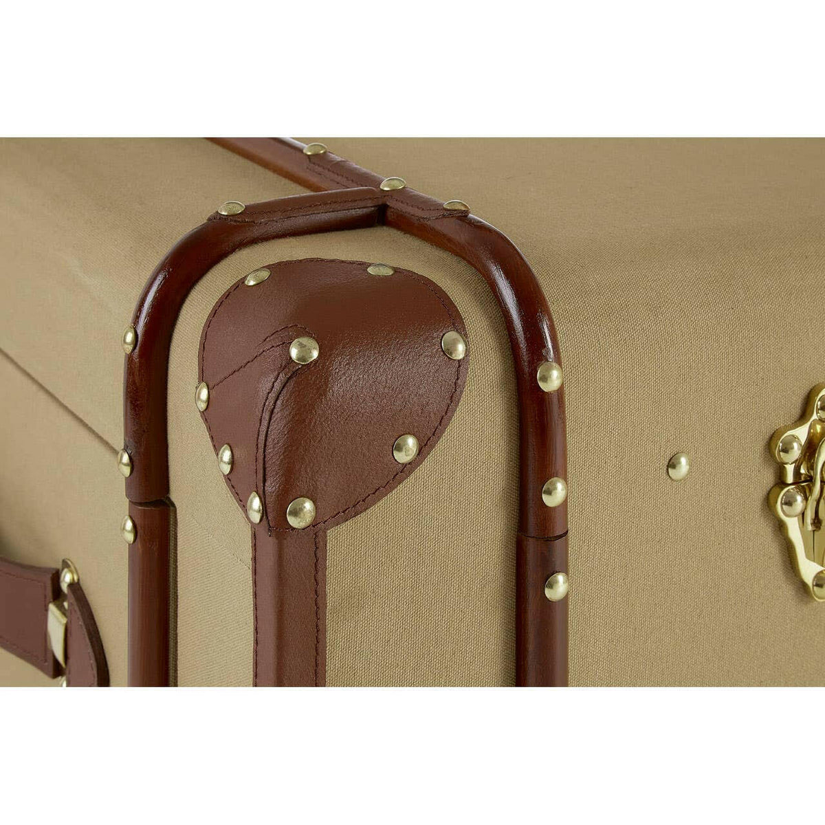 Columbus Leather Trim Canvas Coffee Table.