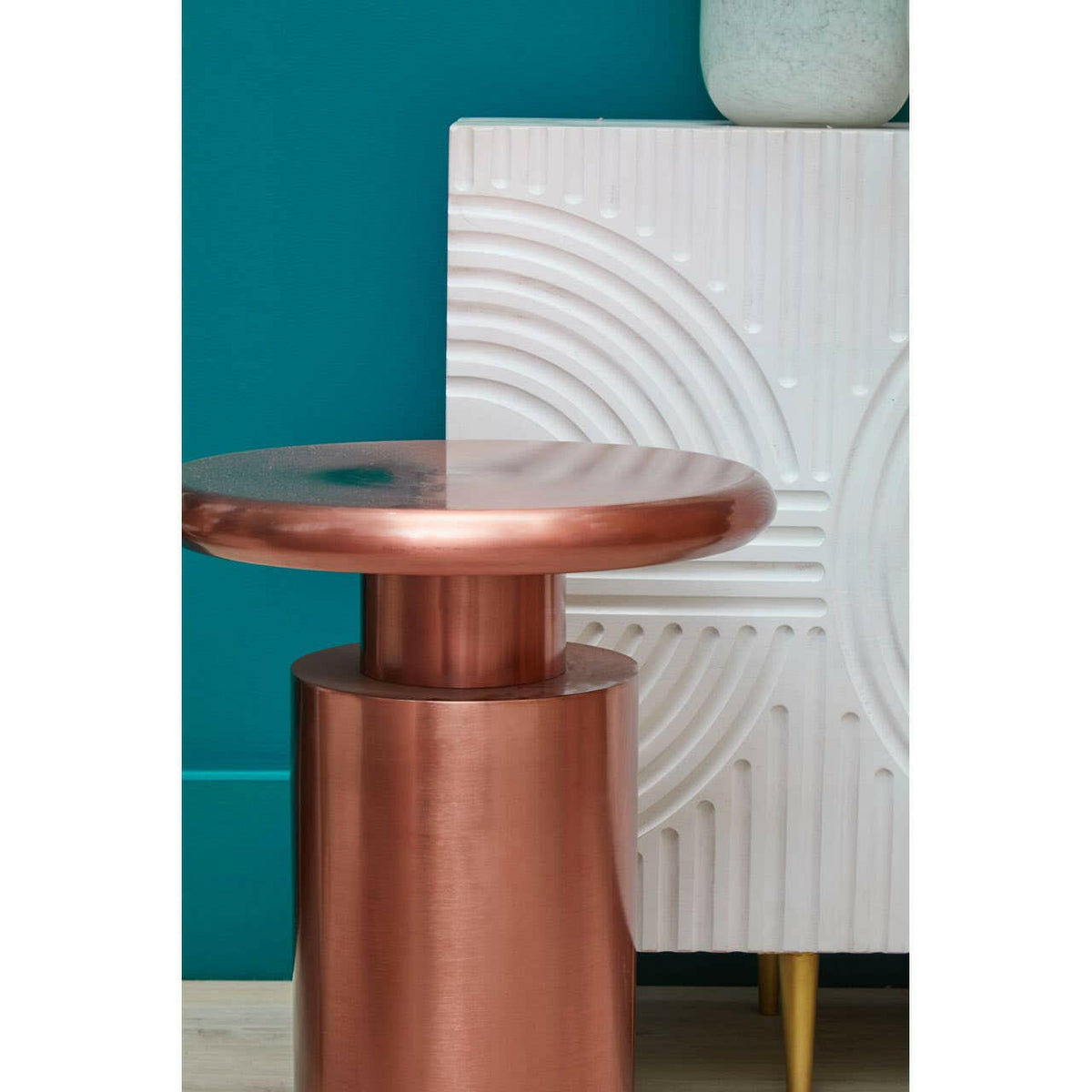 Corra Copper Finish Side Table.