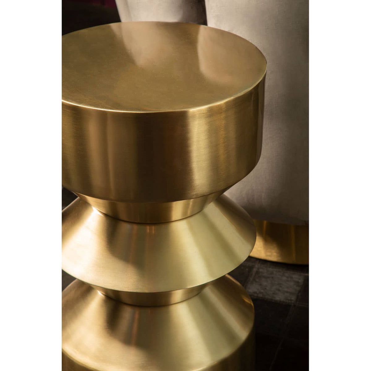 Corra Gold Finish Iron Side Table.