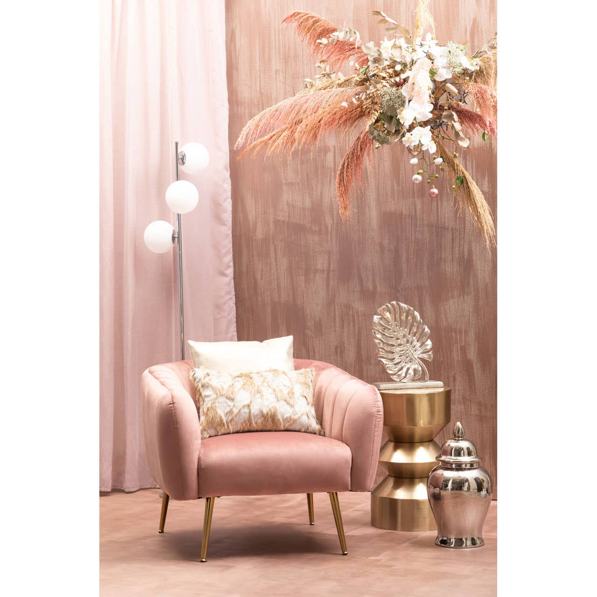 Corra Gold Finish Iron Side Table.