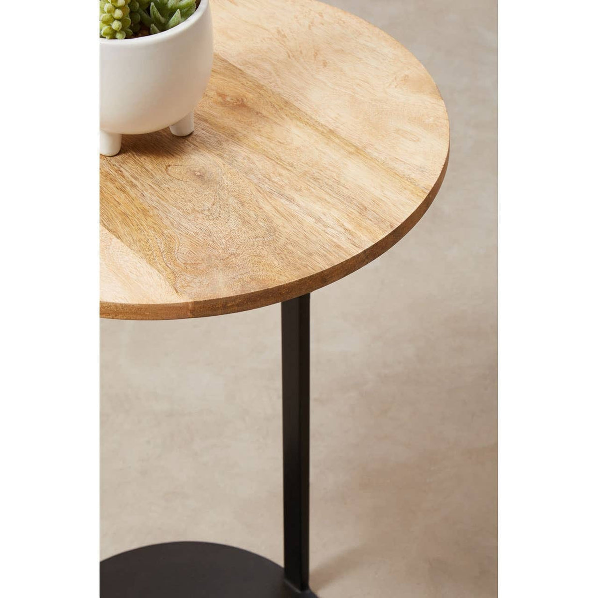 Noosa & Co. Living Corra Side Table With Round Wooden Top House of Isabella UK