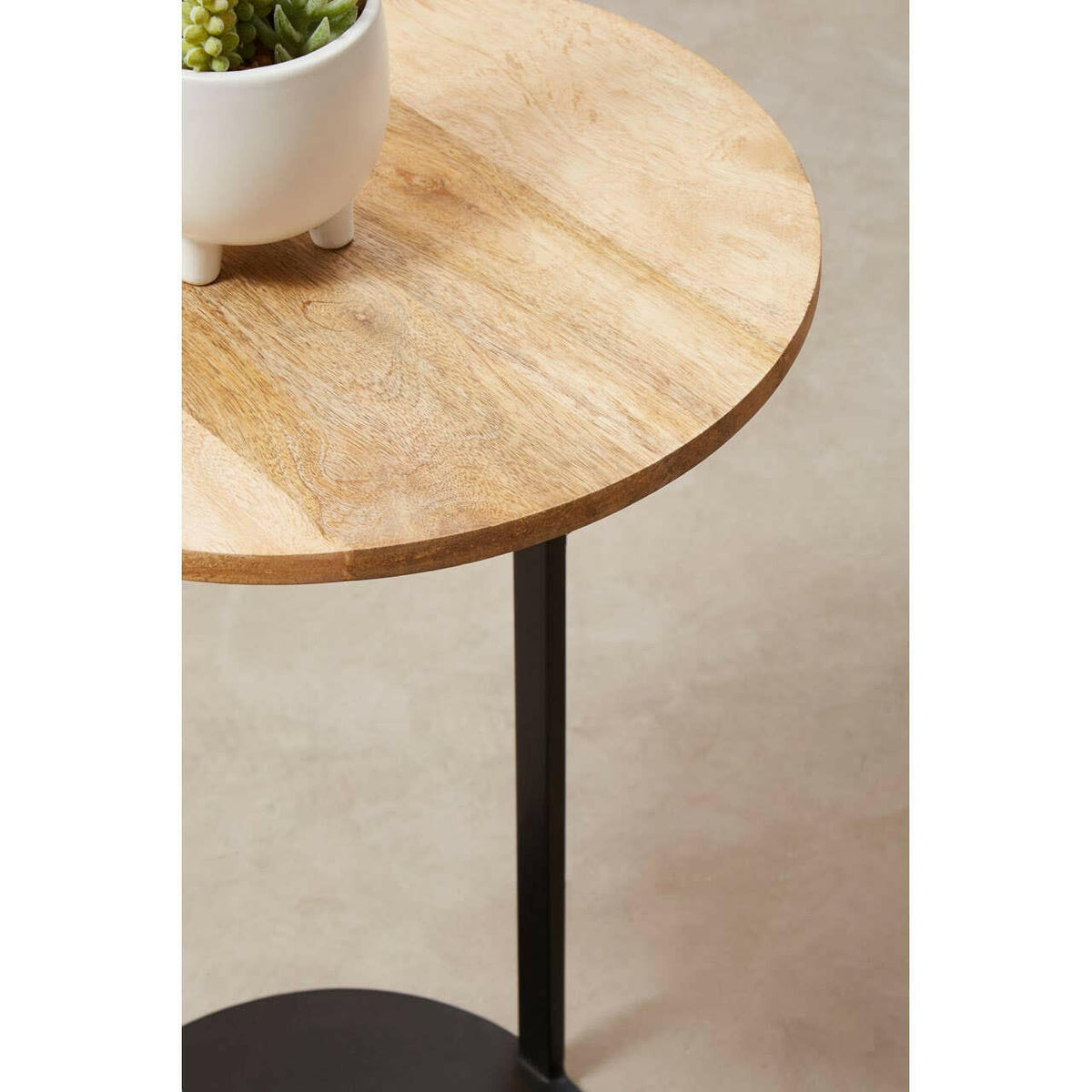 Corra Side Table With Wooden Marble Top.