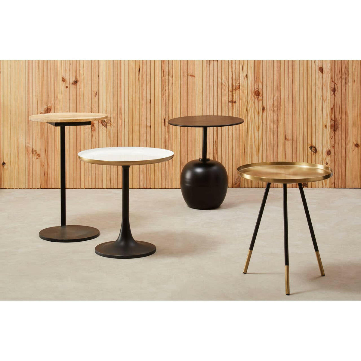 Corra Side Table With Wooden Marble Top.