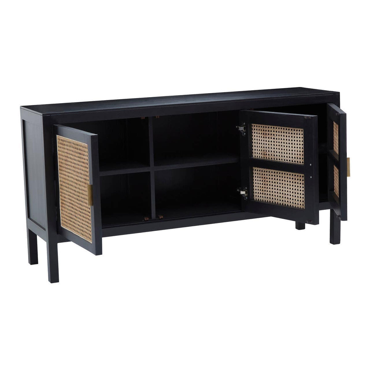Noosa & Co. Living Corso Black Sideboard with 3 Rattan Doors House of Isabella UK