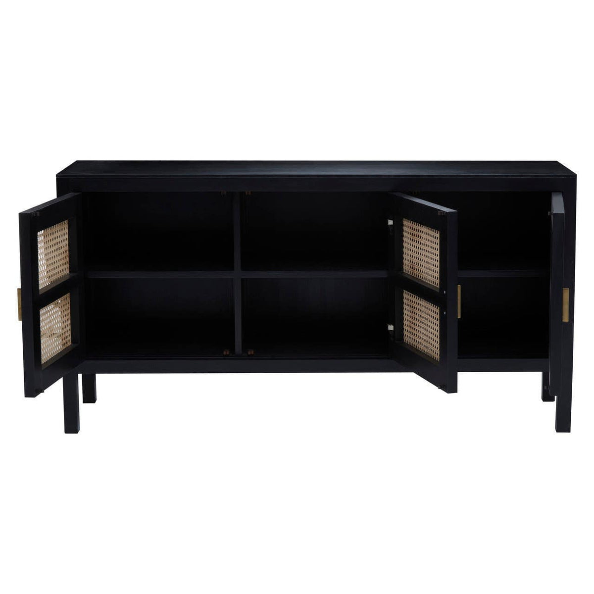 Noosa & Co. Living Corso Black Sideboard with 3 Rattan Doors House of Isabella UK