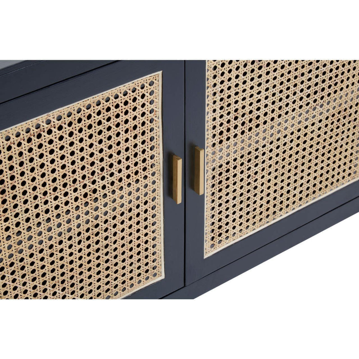 Noosa & Co. Living Corso Black Sideboard with 3 Rattan Doors House of Isabella UK