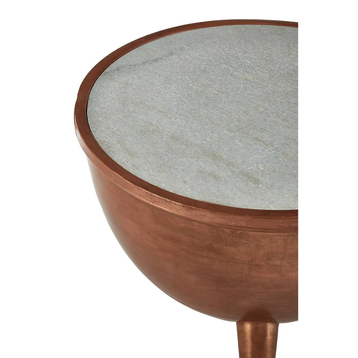 Crest Copper Finish White Marble Top Table.