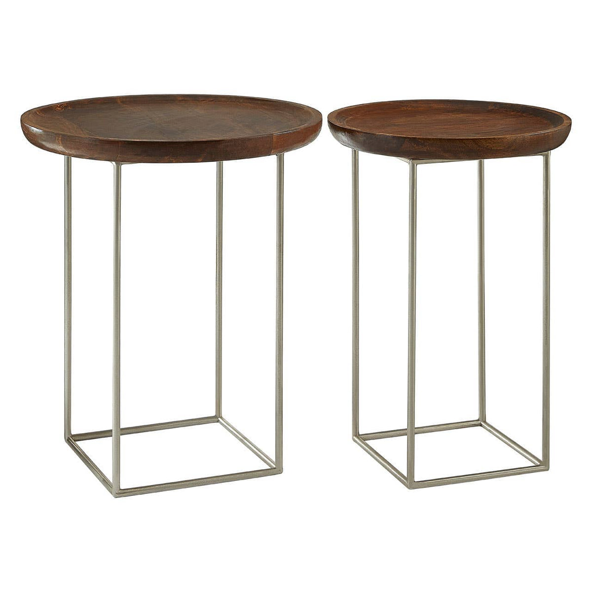 Crest Silver Iron / Wood Tops Side Tables.