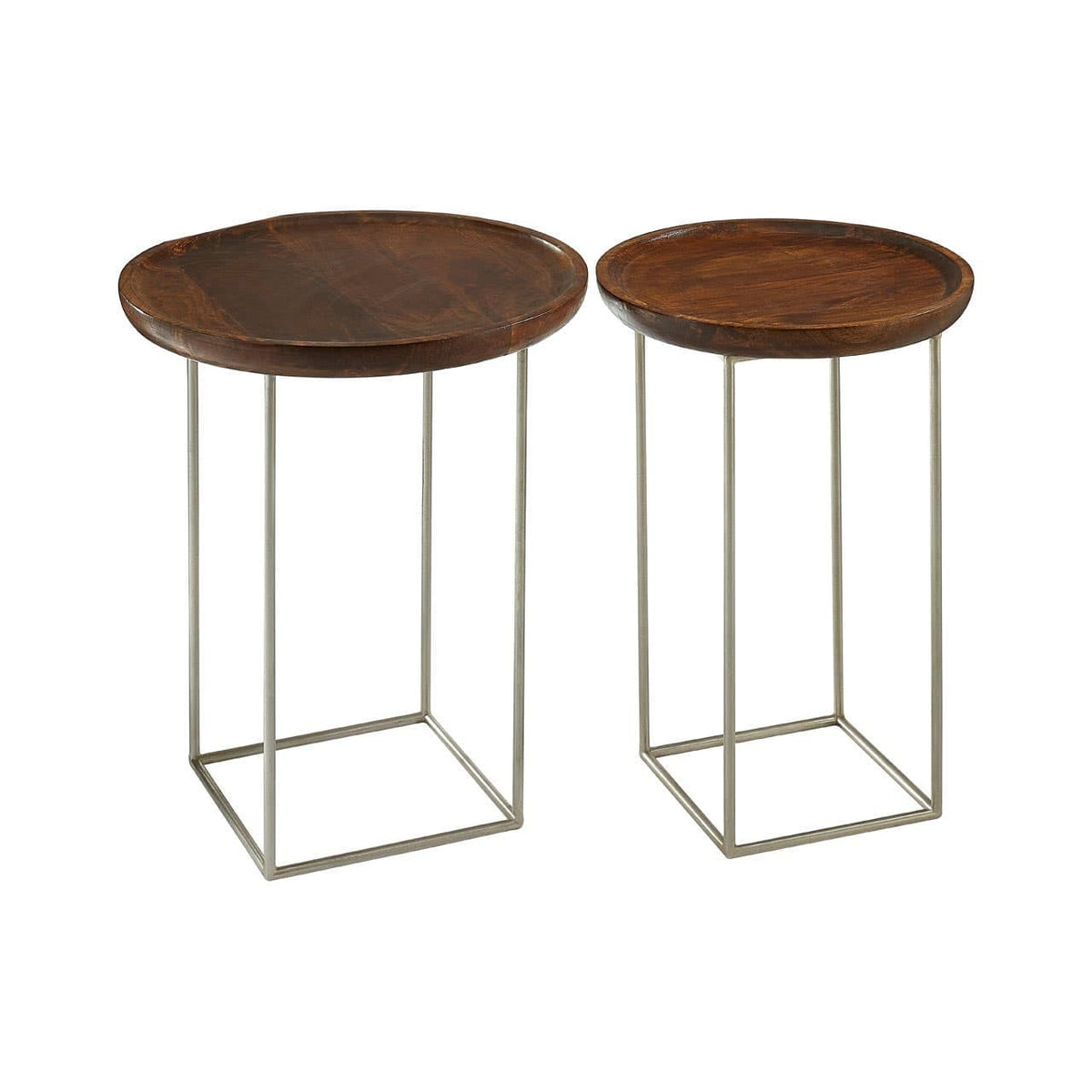 Crest Silver Iron / Wood Tops Side Tables.