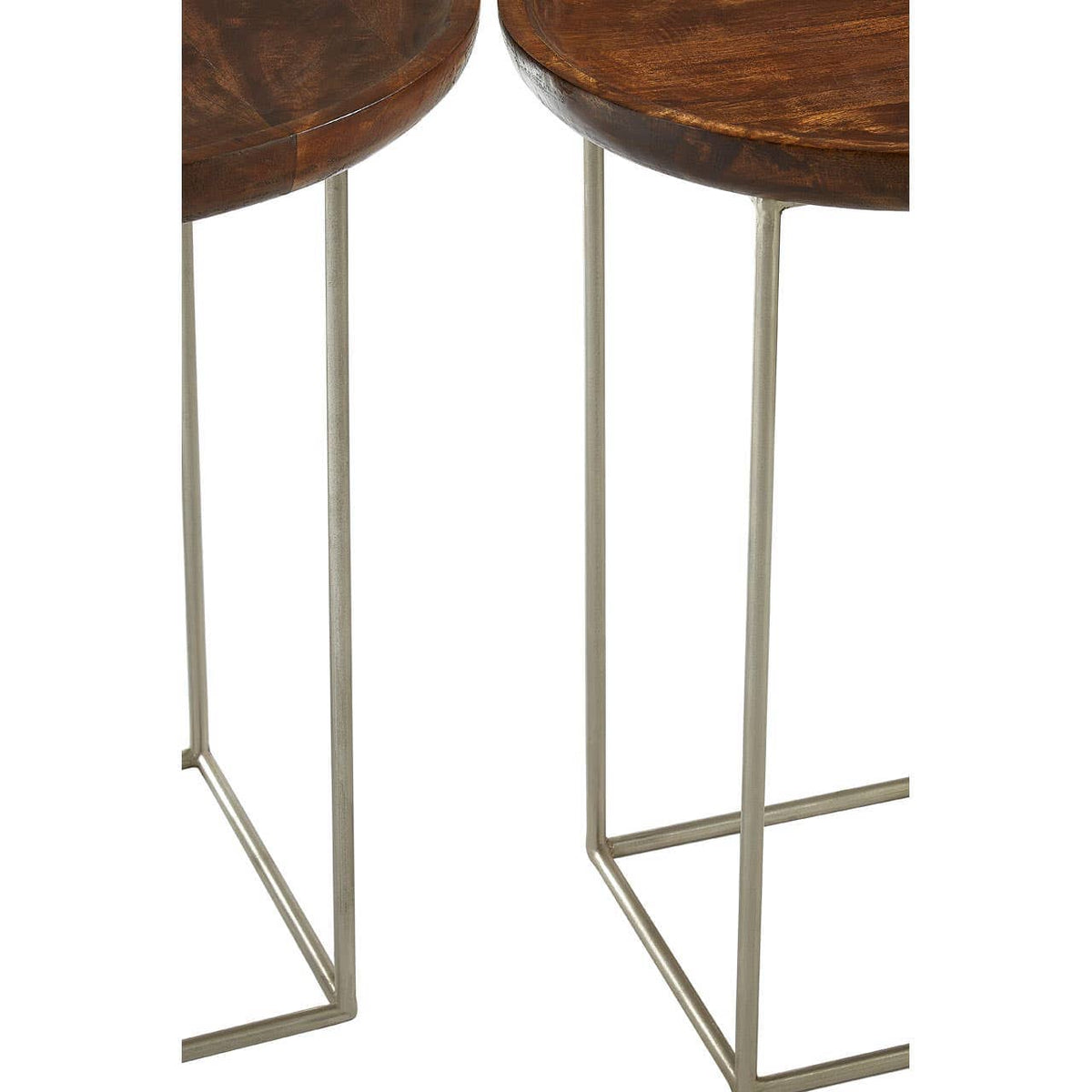 Crest Silver Iron / Wood Tops Side Tables.