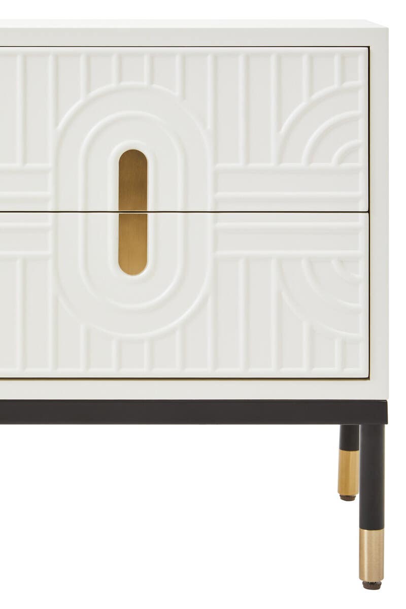 Danta 2 Drawer Side Table in Off White.