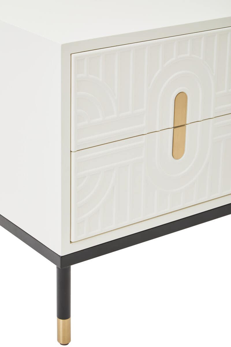 Danta 2 Drawer Side Table in Off White.