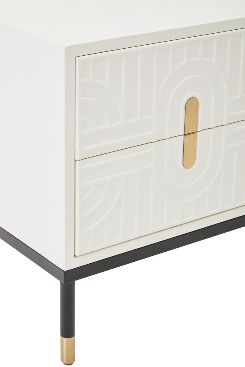 Noosa & Co. Living Danta 2 Drawer Side Table in Off White House of Isabella UK