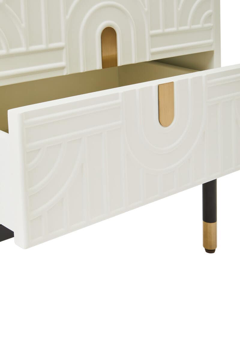 Danta 2 Drawer Side Table in Off White.