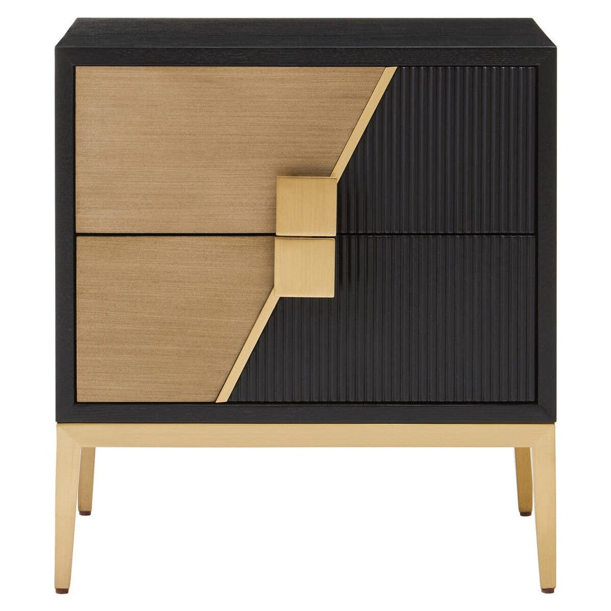 Noosa & Co. Living Davoli Black and Gold Two Drawer Side Table House of Isabella UK