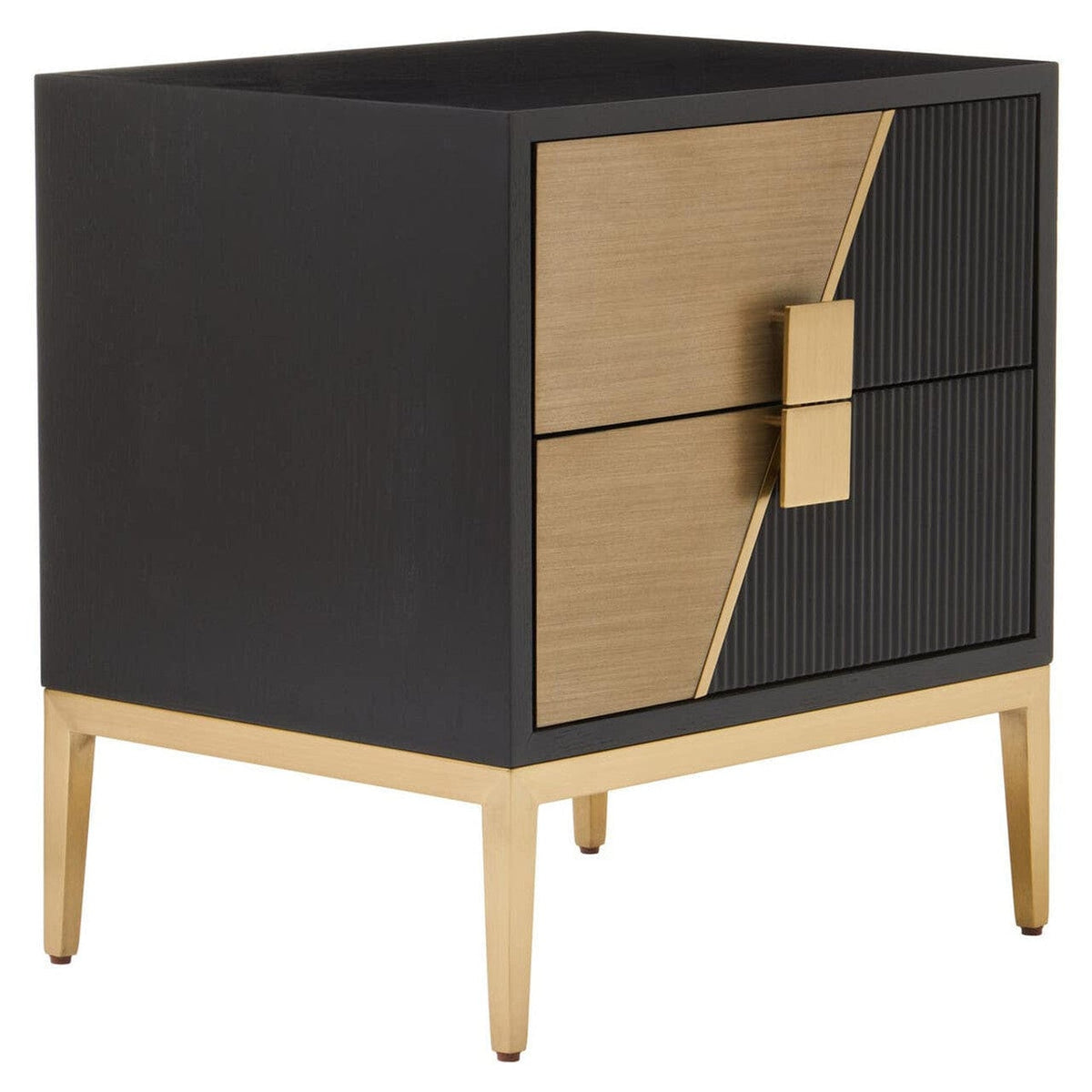 Noosa & Co. Living Davoli Black and Gold Two Drawer Side Table House of Isabella UK