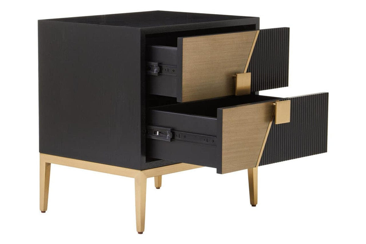 Noosa & Co. Living Davoli Black and Gold Two Drawer Side Table House of Isabella UK