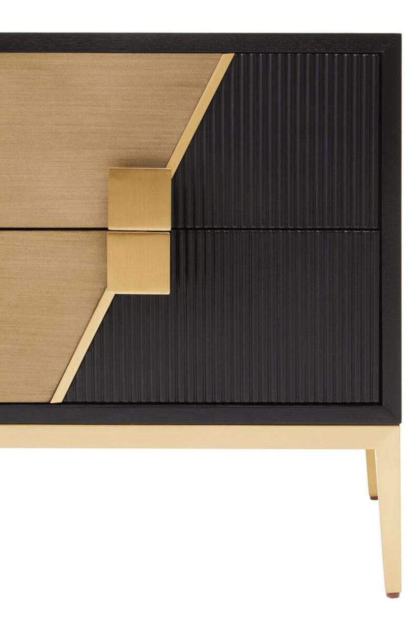 Noosa & Co. Living Davoli Black and Gold Two Drawer Side Table House of Isabella UK
