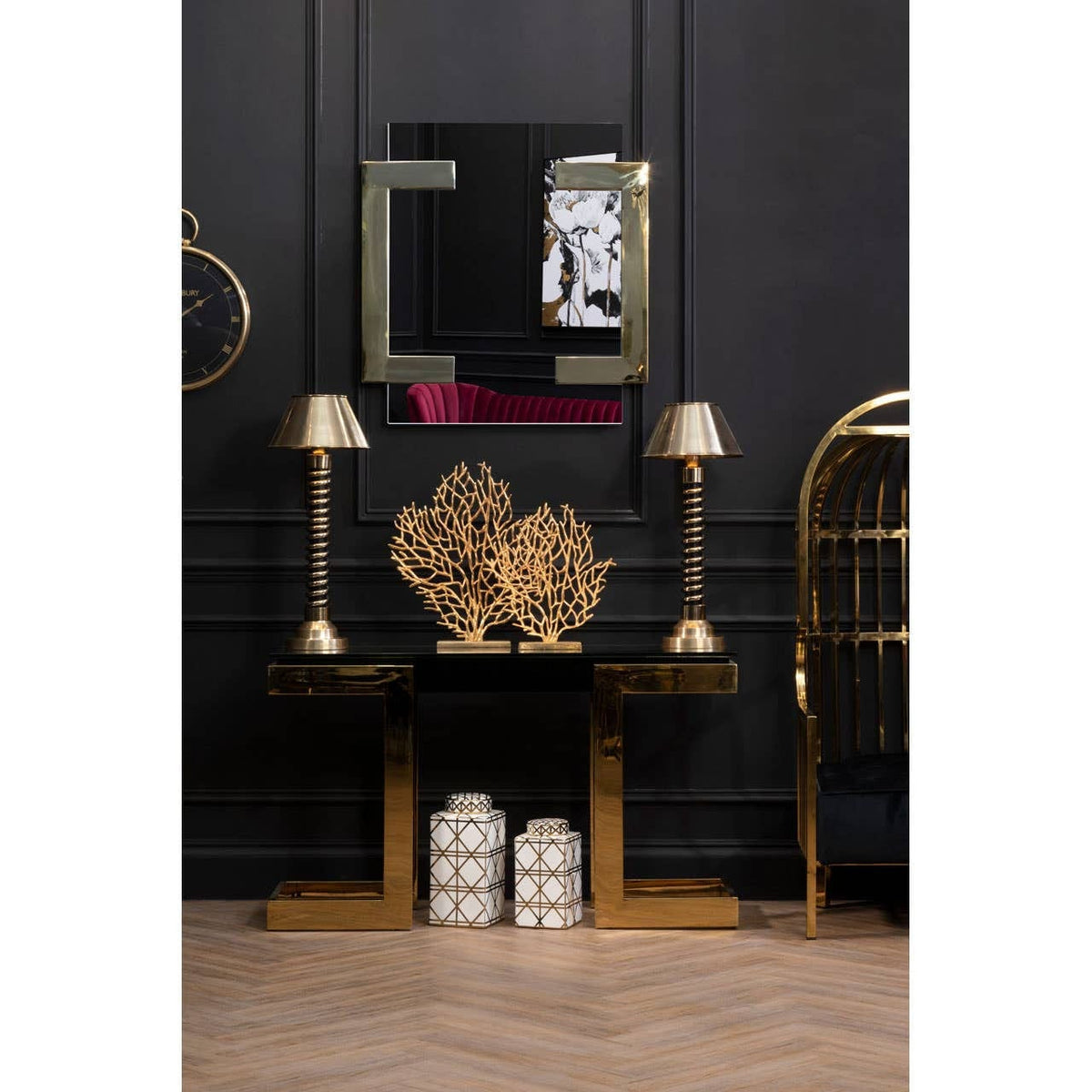 Noosa & Co. Living Deana Gold and Black Console Table House of Isabella UK