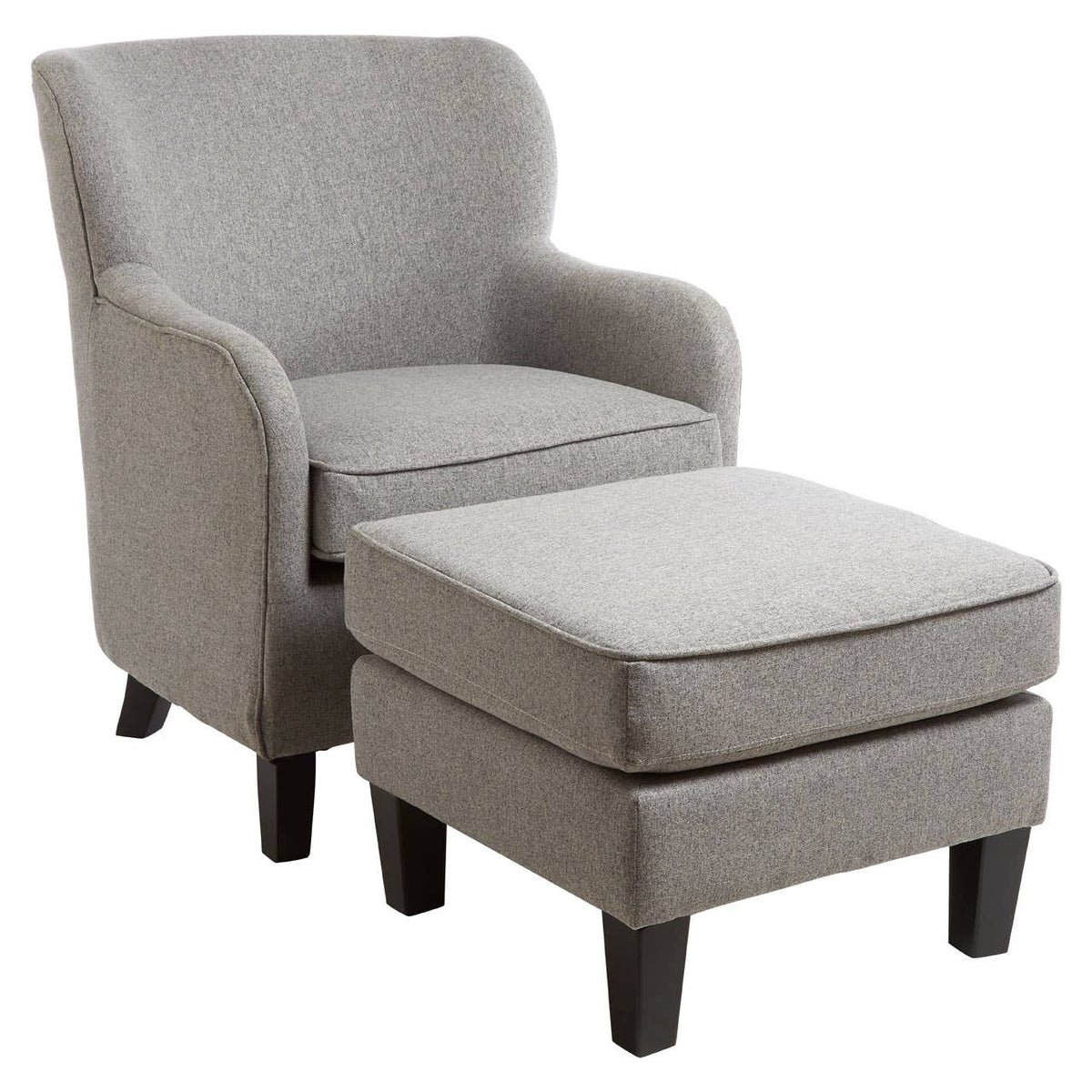 Decadence Grey Fabric Chair & Footstool.