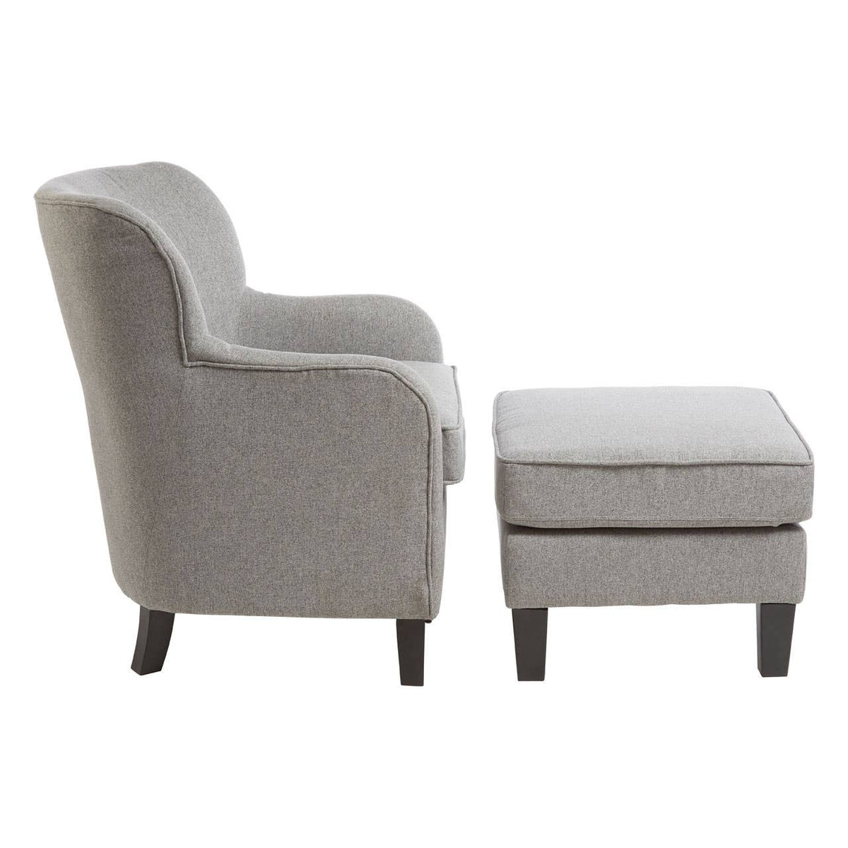 Decadence Grey Fabric Chair & Footstool.