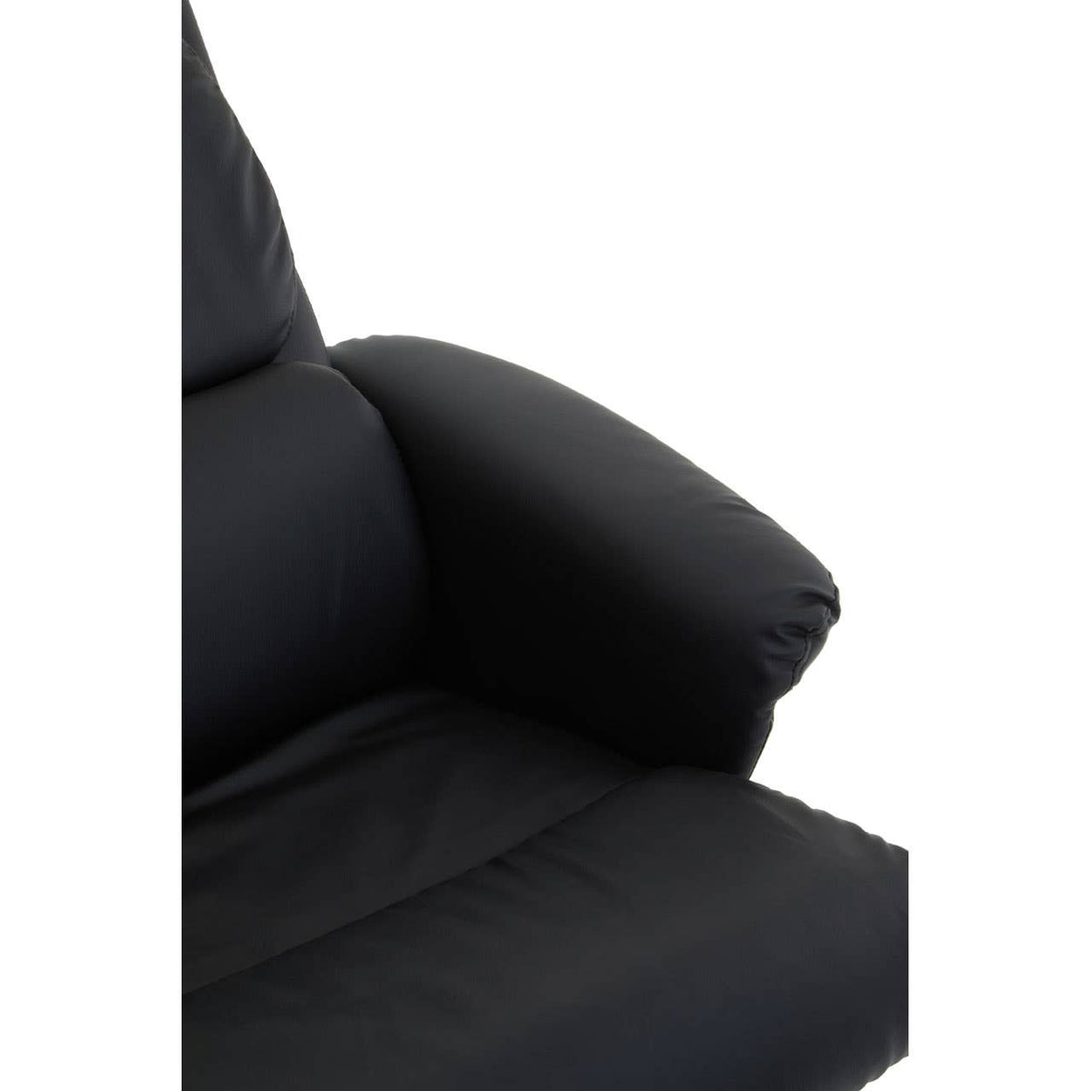 Denton Black Leather Effect Chair And Footstool.