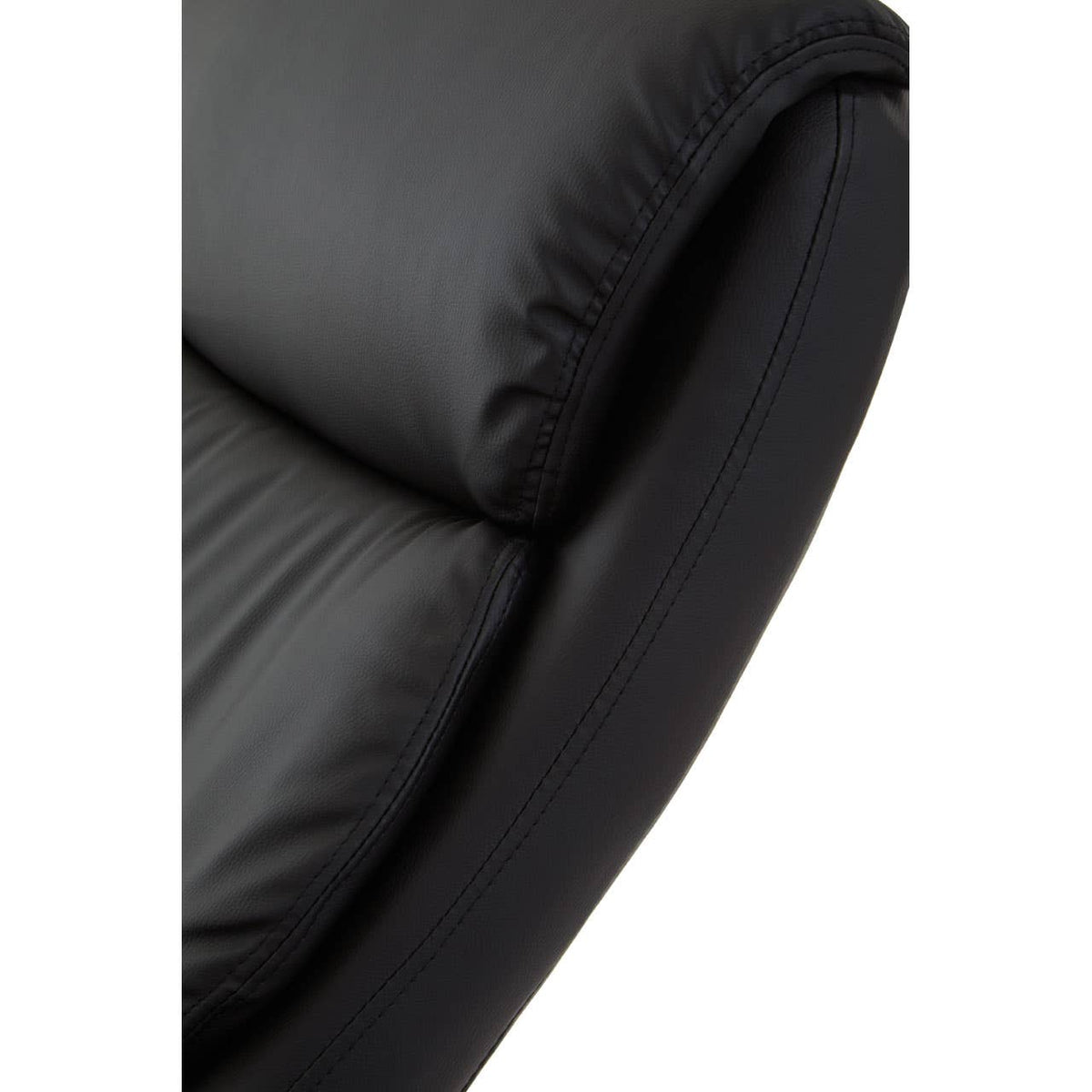 Denton Black Leather Effect Chair And Footstool.