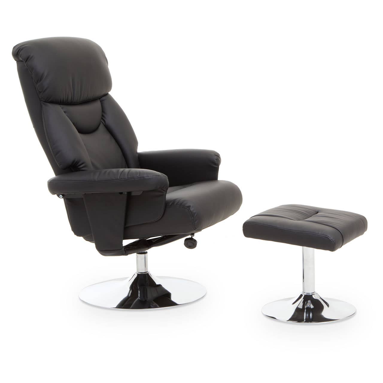 Noosa & Co. Living Denton Black Leather Effect Reclining Chair And Footstool House of Isabella UK