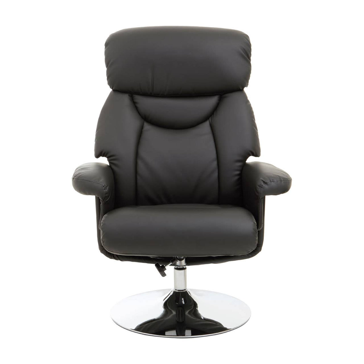 Denton Black Leather Effect Reclining Chair And Footstool.