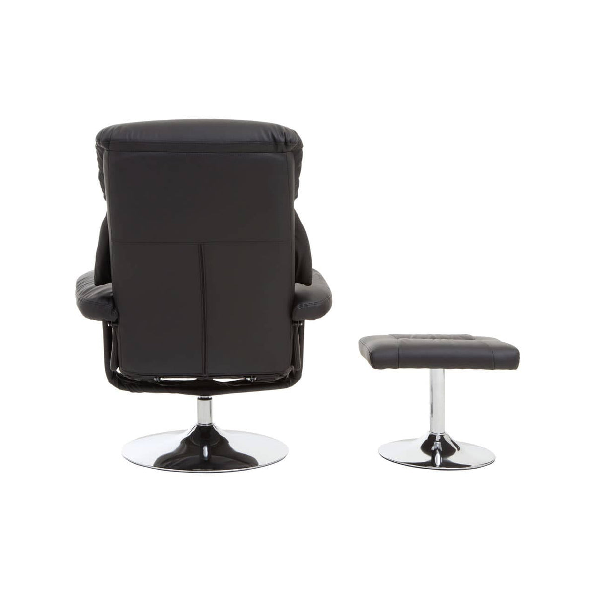 Denton Black Leather Effect Reclining Chair And Footstool.