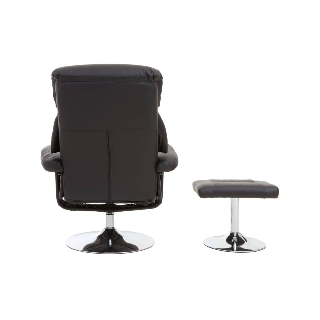 Noosa & Co. Living Denton Black Leather Effect Reclining Chair And Footstool House of Isabella UK