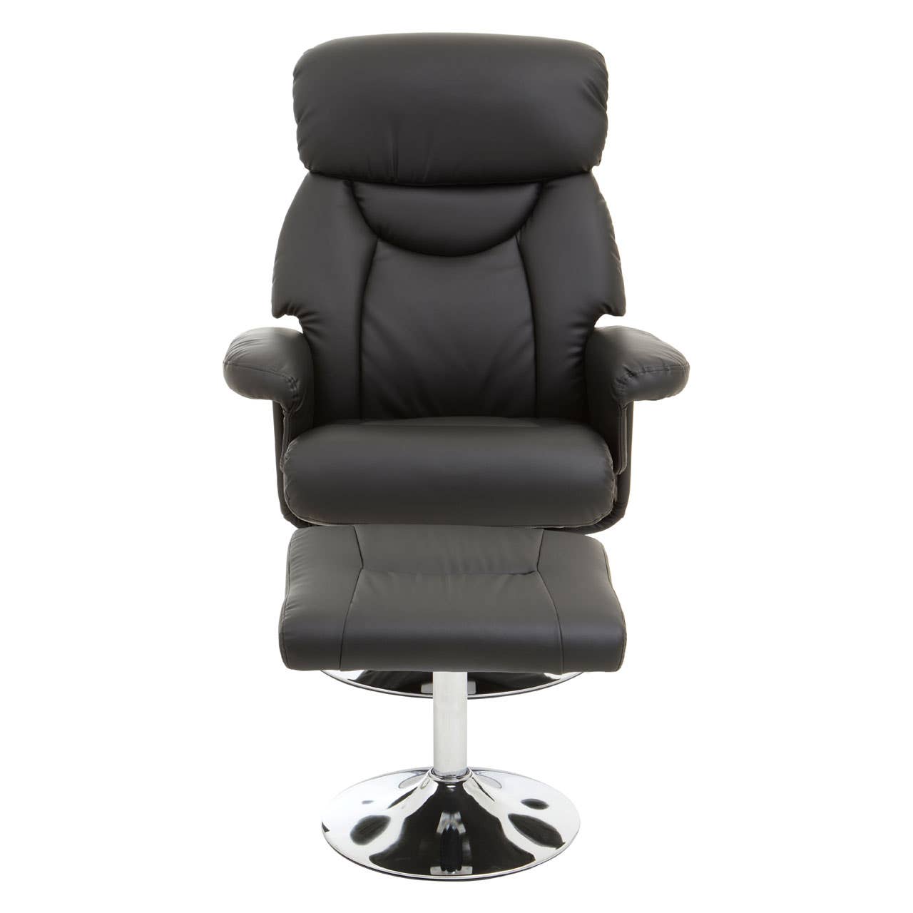 Noosa & Co. Living Denton Black Leather Effect Reclining Chair And Footstool House of Isabella UK